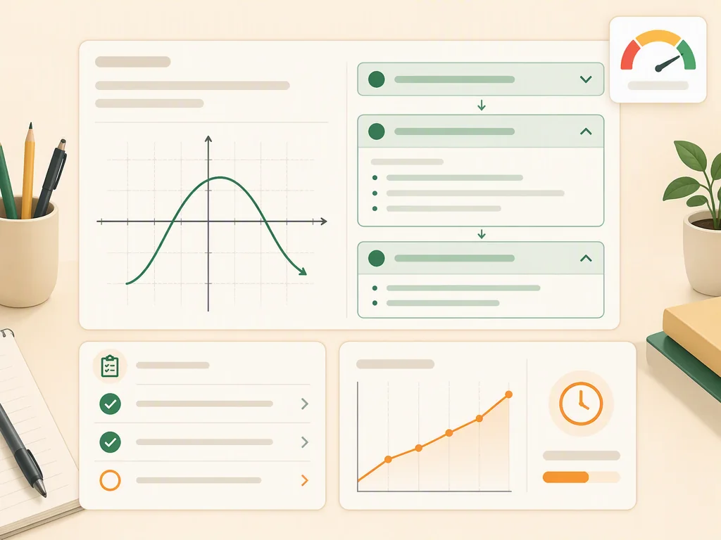 Prüfungsvorbereitungs-Dashboard mit Themenanalyse und Lernplan.