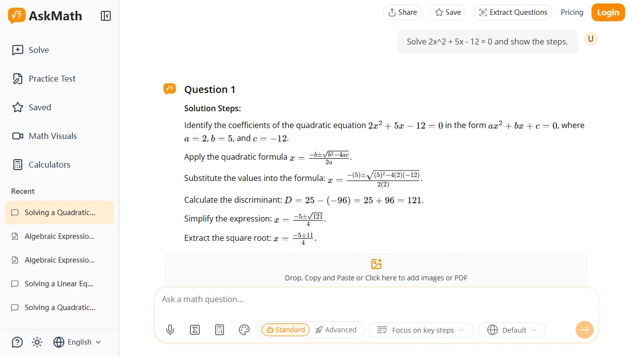 AskMath hands-on test result