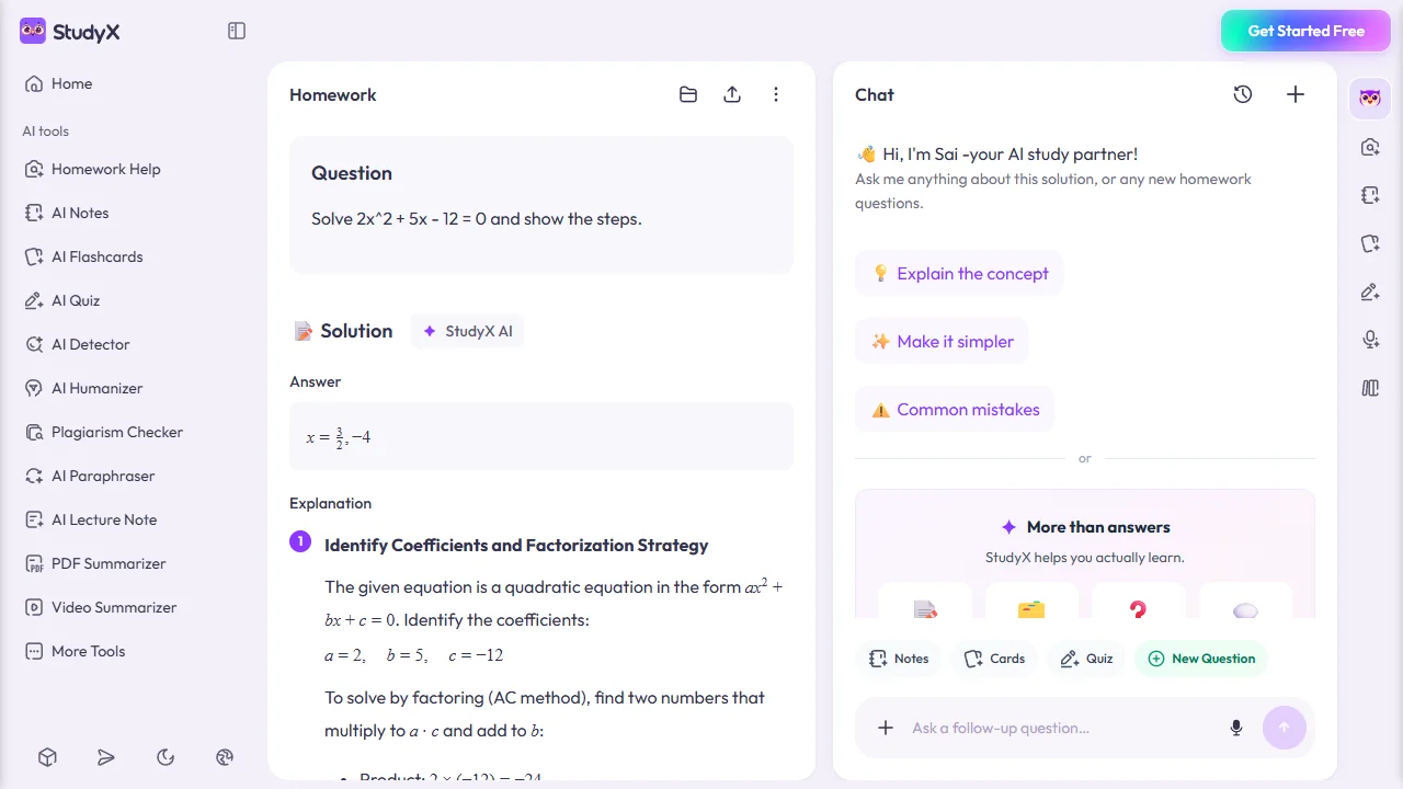StudyX hands-on test result