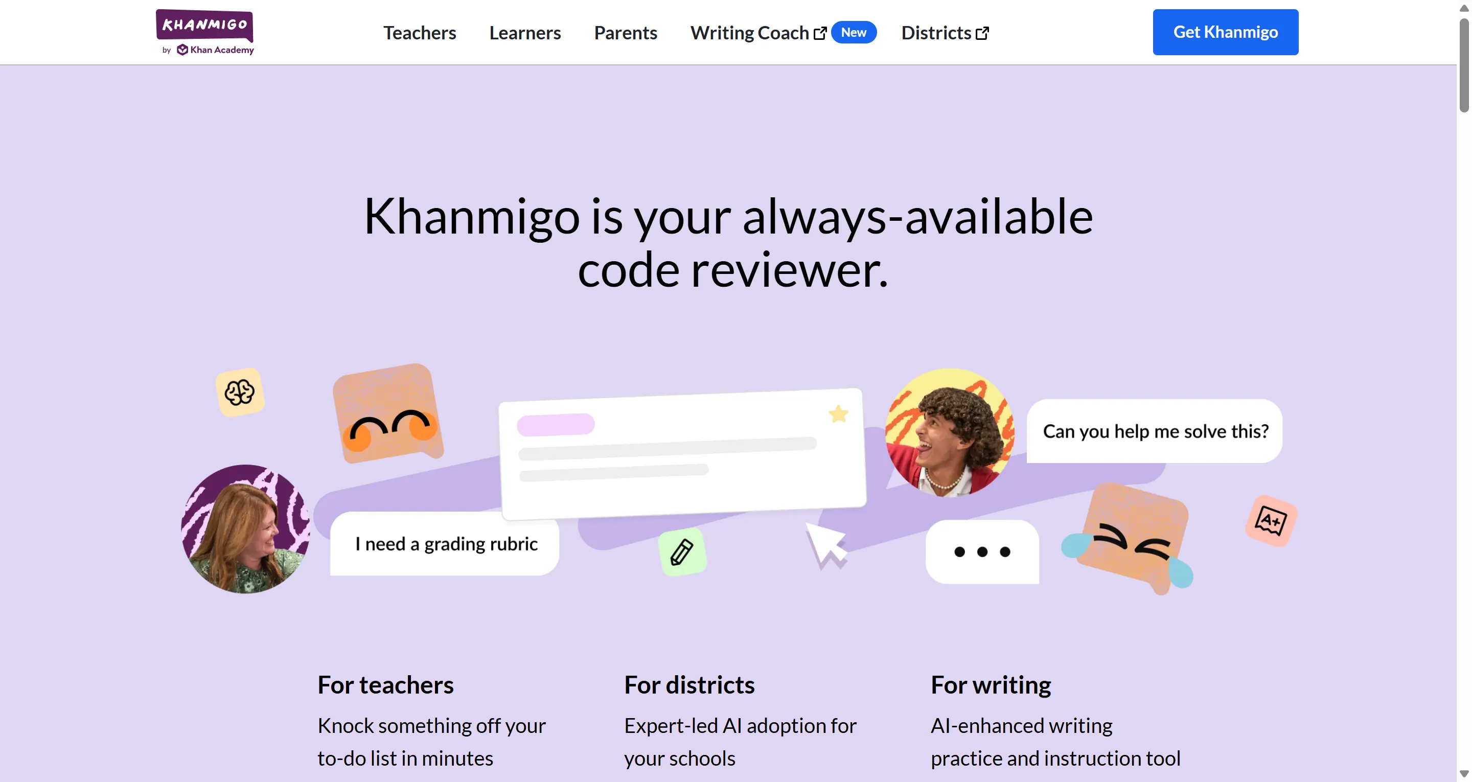 Khanmigo landing page