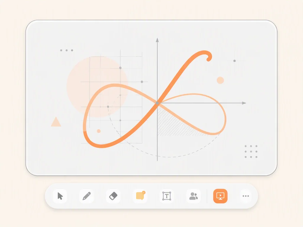 Math calculator classroom demonstration panel with a formula shape and a slim toolbar.