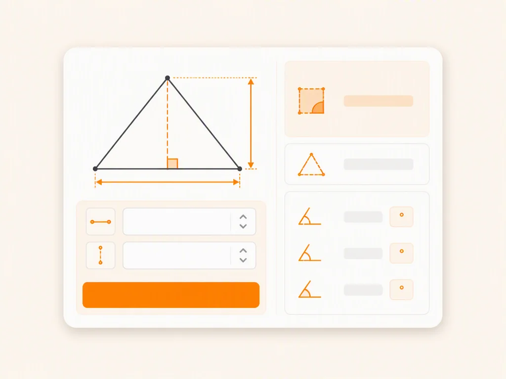 Free online geometry calculator with a triangle diagram, input fields, and a result panel for area, perimeter, and angles.