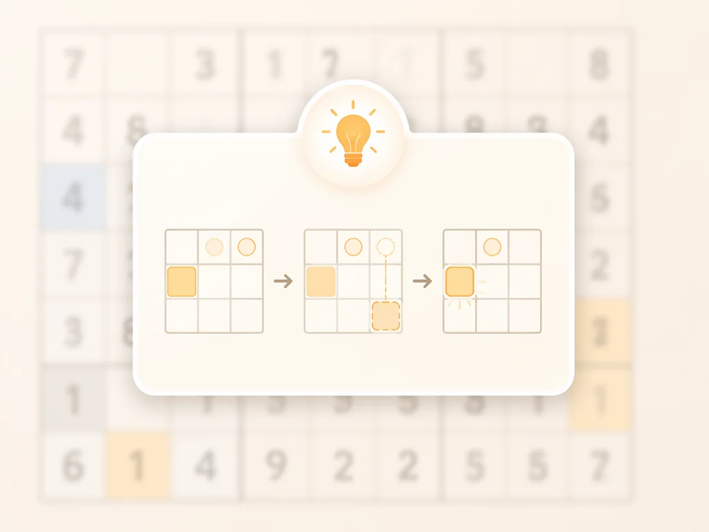 Info-bulle d'indice IA montrant les étapes de déduction logique sur une grille de sudoku.