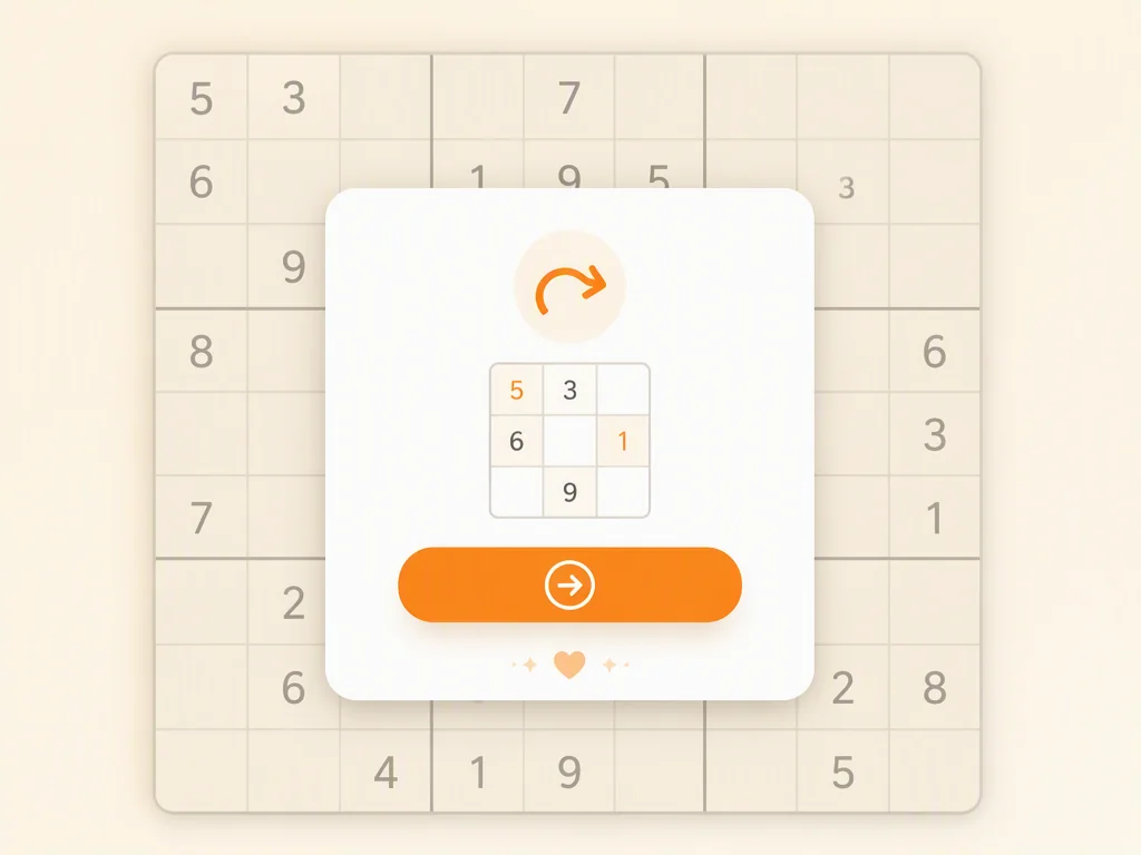 Invite de reprise de partie montrant une grille de sudoku inachevée prête à continuer.