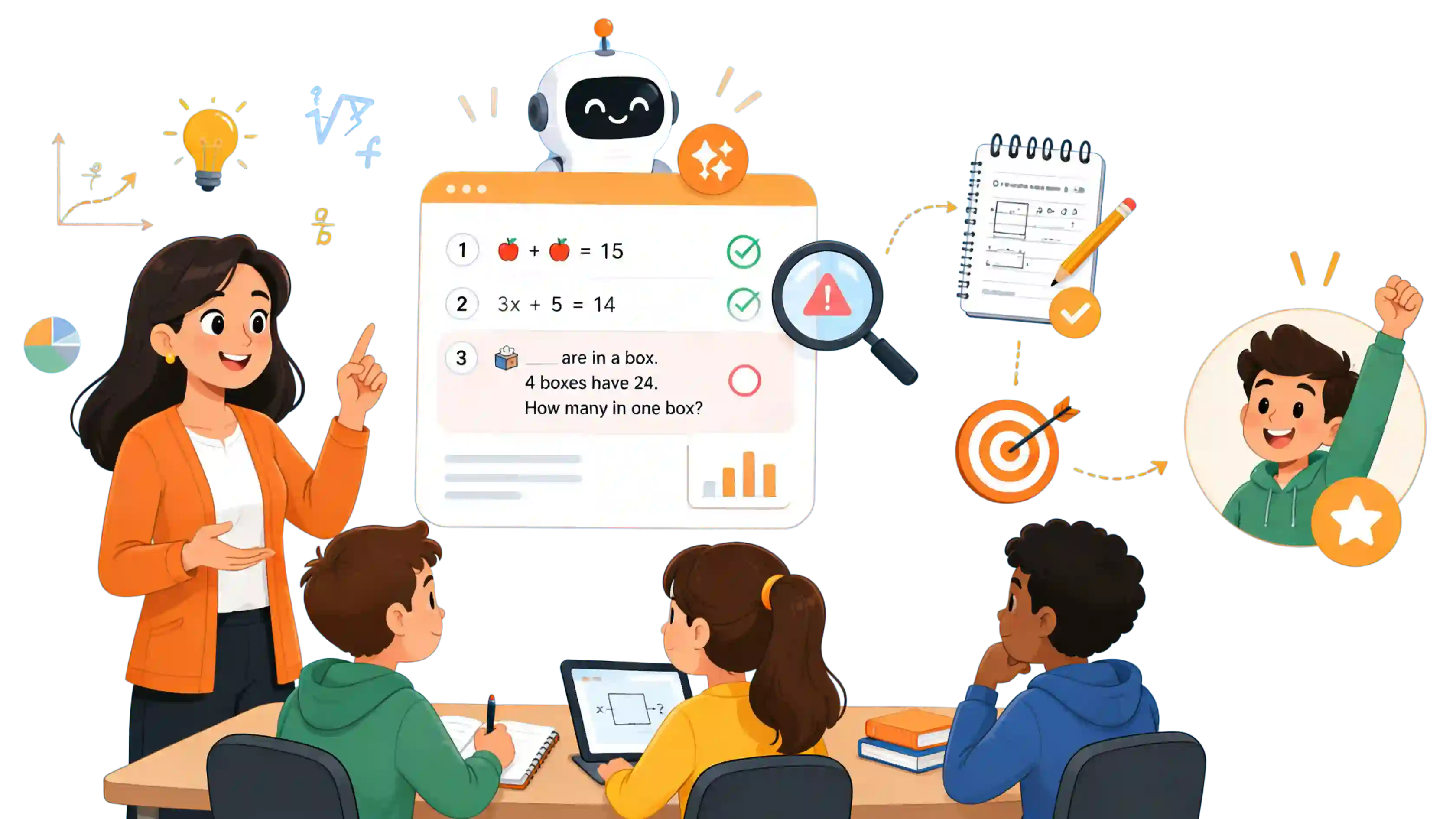 AI quiz generator helping teachers create classroom review questions and identify student learning gaps.